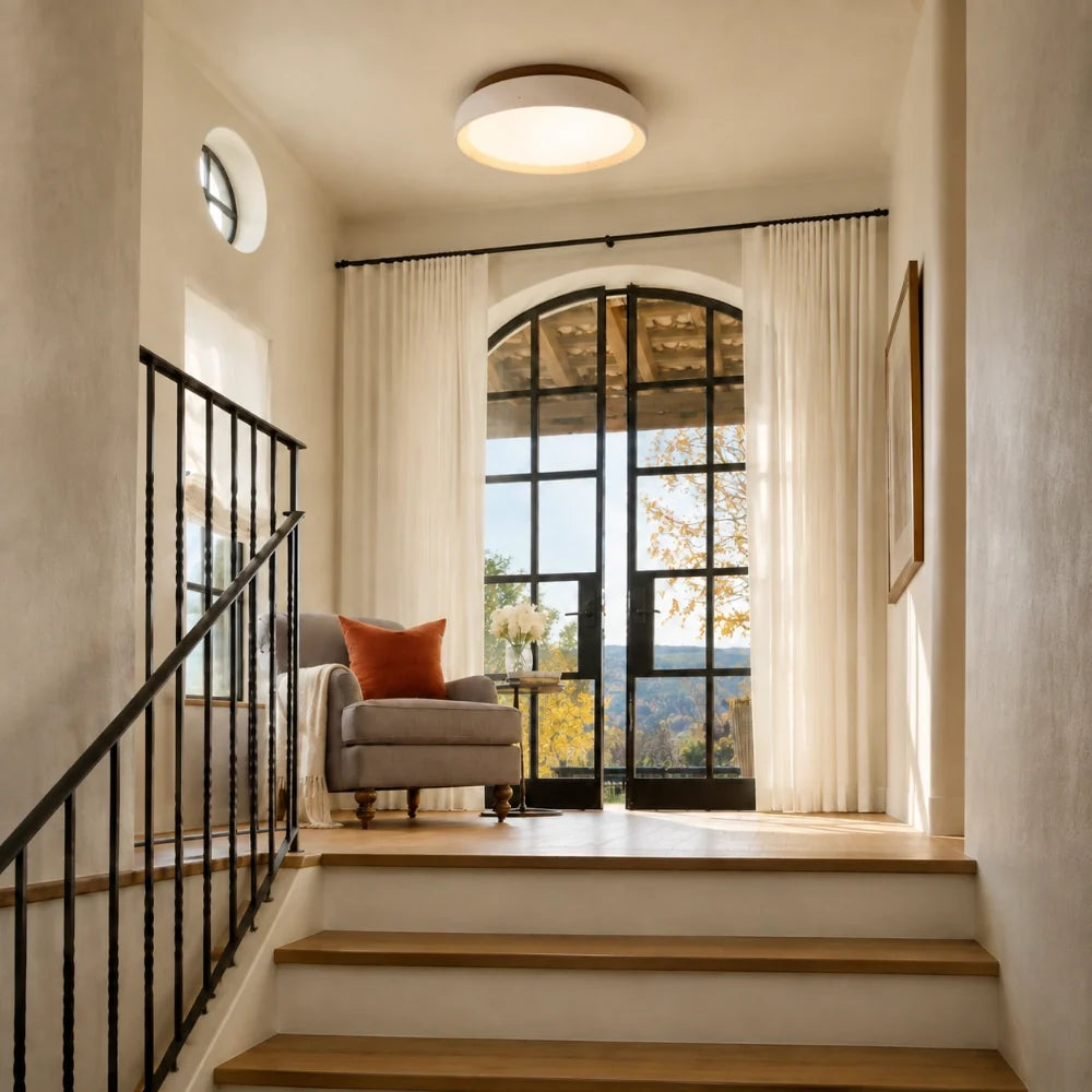 Sabi | Travertine Flush Mount Ceiling Light, Scandinavian LED Stone Ceiling Lamp, Wabi Sabi Low Profile