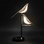 Wren | Bird Table Lamp, Gold LED Desk Lamp with Two Birds, Modern Nordic Bedside Lamp
