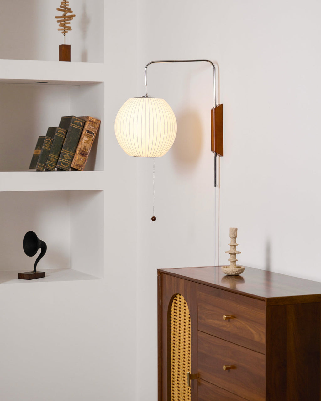 Bubble Ball | Plug In Wall Sconce, Mid Century Swivel Wall Lamp, Globe Bedside Reading Light