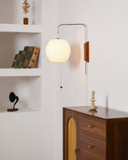Bubble Ball | Plug In Wall Sconce, Mid Century Swivel Wall Lamp, Globe Bedside Reading Light