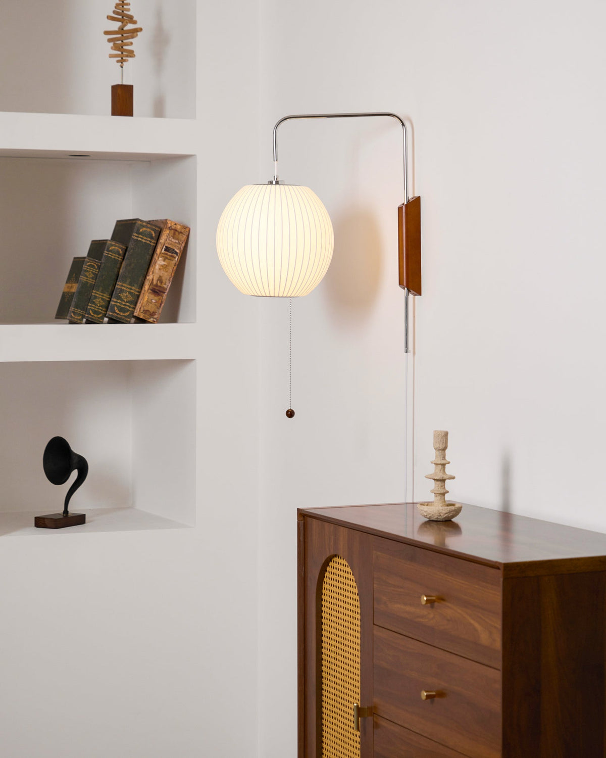 Bubble Ball | Plug In Wall Sconce, Mid Century Swivel Wall Lamp, Globe Bedside Reading Light