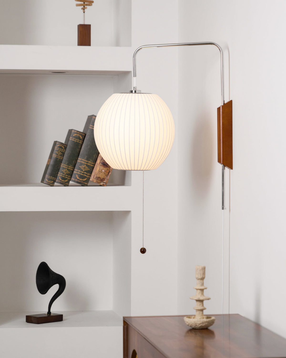 Bubble Ball | Plug In Wall Sconce, Mid Century Swivel Wall Lamp, Globe Bedside Reading Light