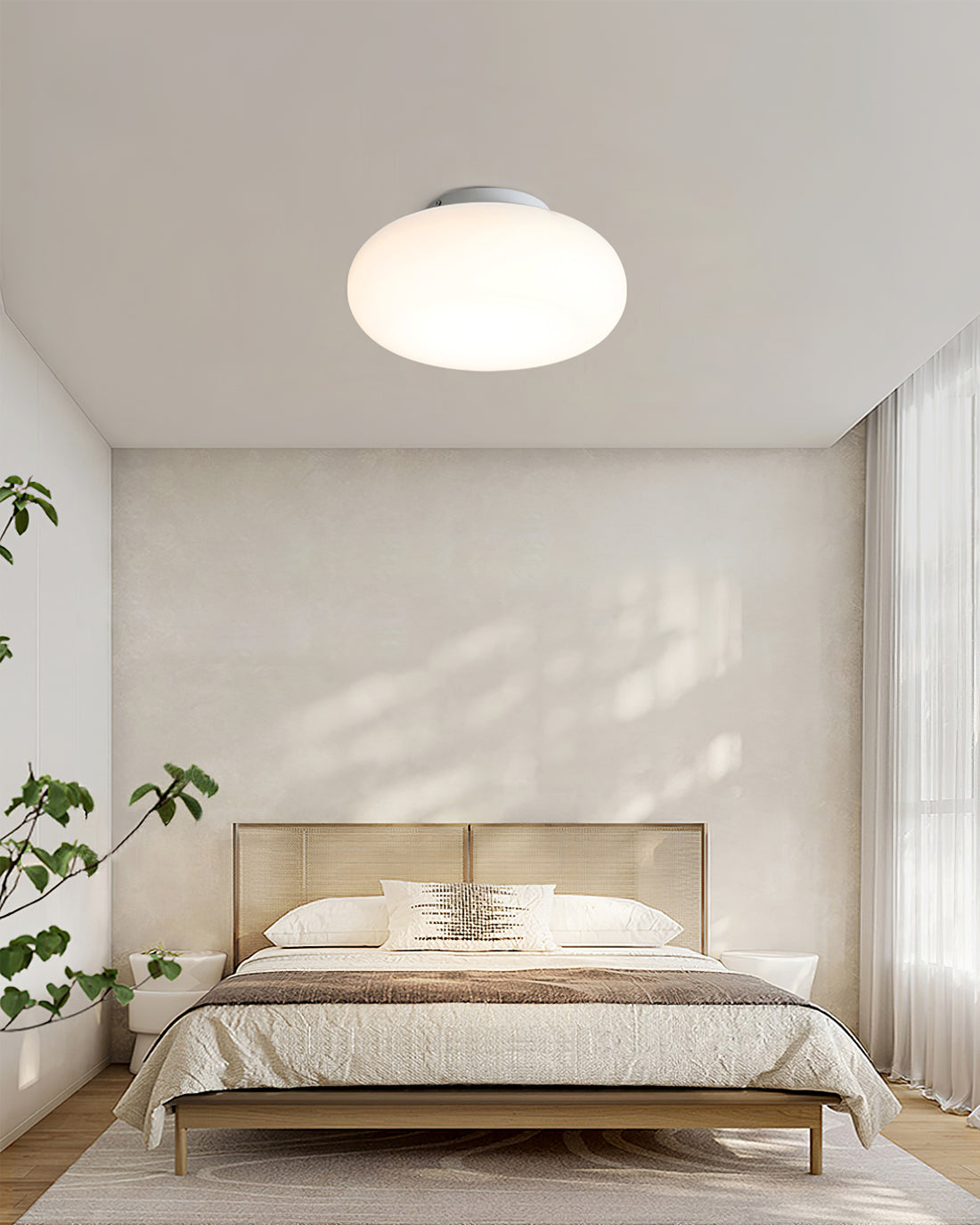 Maga | Modern Flush Mount Ceiling Light, White Pebble LED Ceiling Lamp for Bedroom and Hallway