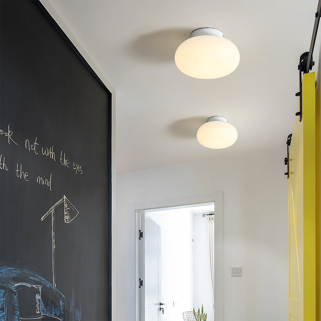 Maga | Modern Flush Mount Ceiling Light, White Pebble LED Ceiling Lamp for Bedroom and Hallway