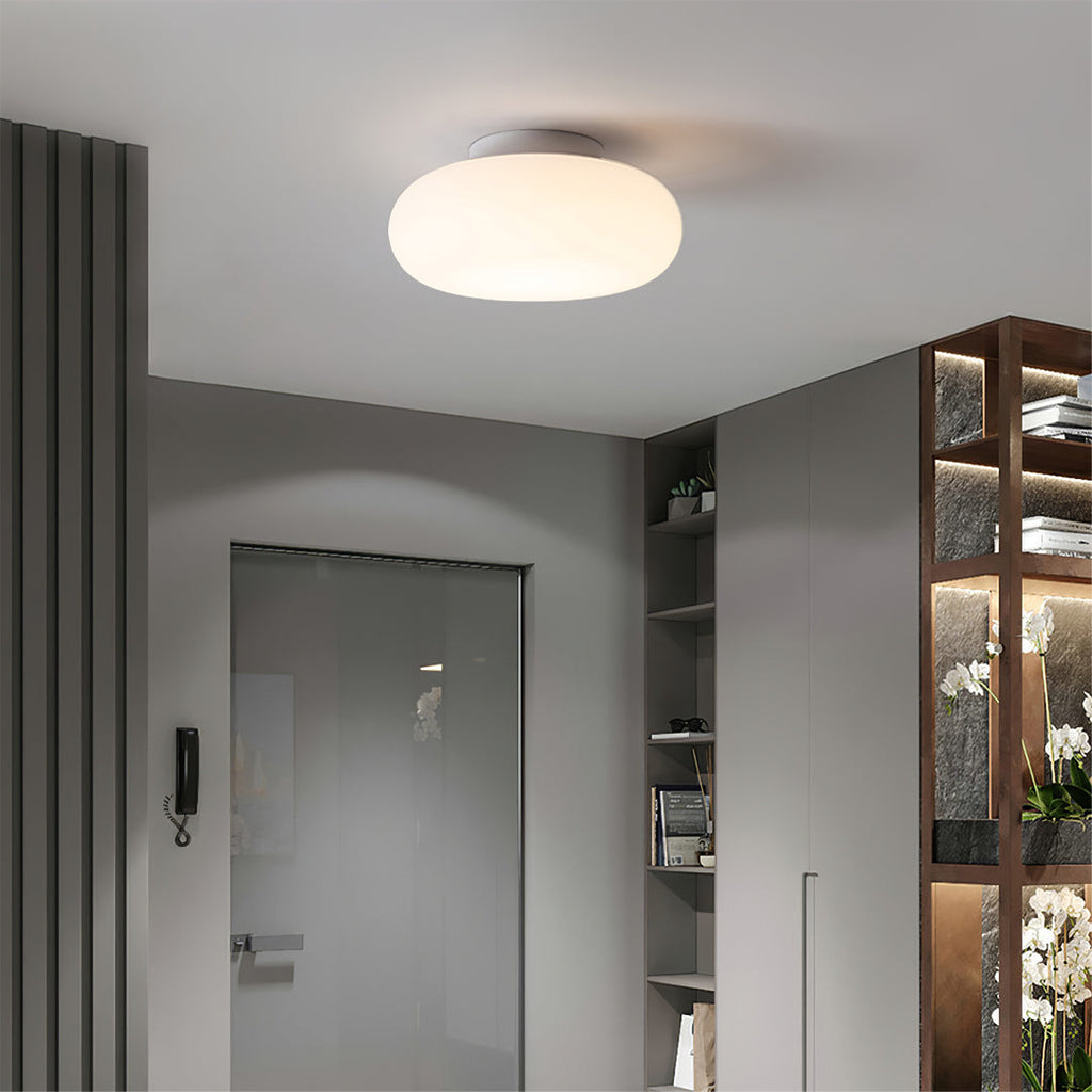 Maga | Modern Flush Mount Ceiling Light, White Pebble LED Ceiling Lamp for Bedroom and Hallway
