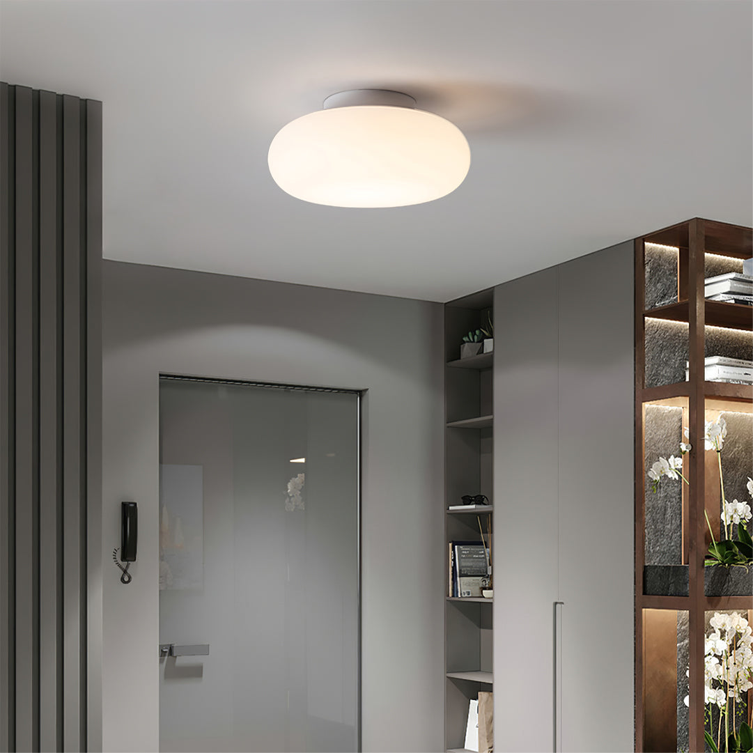 Maga | Modern Flush Mount Ceiling Light, White Pebble LED Ceiling Lamp for Bedroom and Hallway