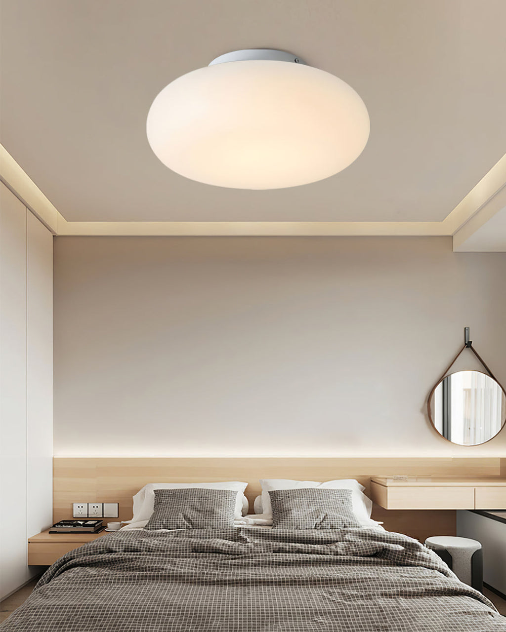 Maga | Modern Flush Mount Ceiling Light, White Pebble LED Ceiling Lamp for Bedroom and Hallway