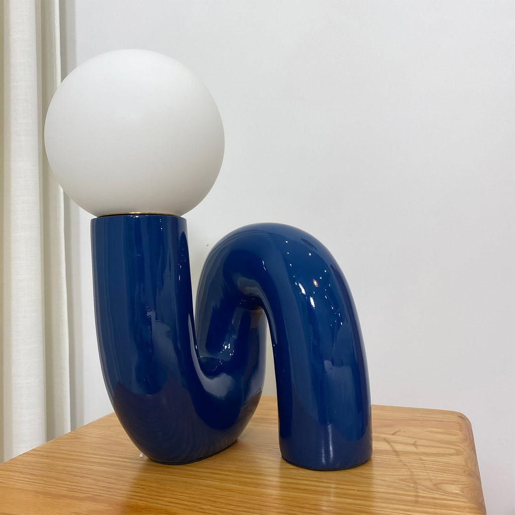 Spiral | Glass Table Lamp, Sculptural Globe Bedside Lamp, Colorful Modern Accent Lamp for Living Room