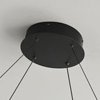 Niseko | Modern Double Ring LED Chandelier, Walnut Circular Pendant Light for Dining and Living Room