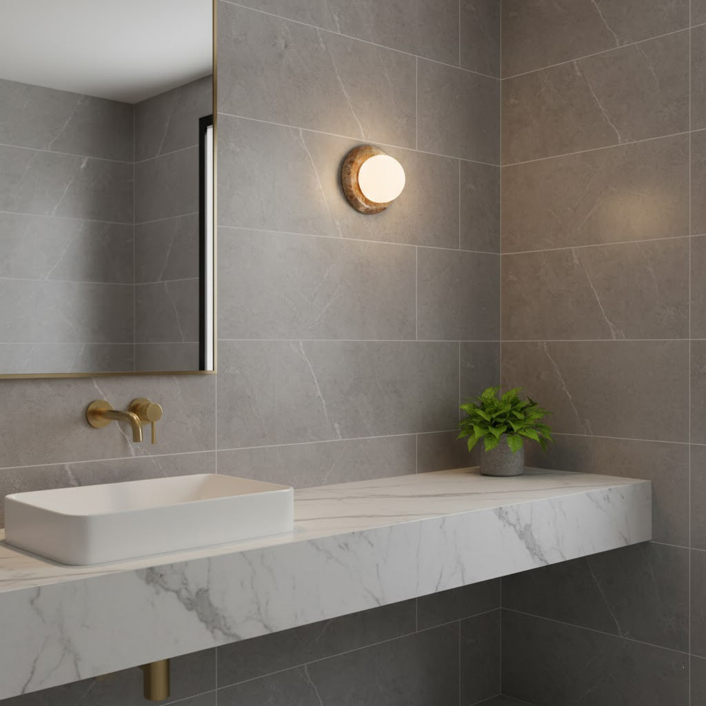 Orla | Onyx Wall Sconce, Natural Stone Globe Wall Light