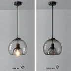 Mist | Smoke Glass Dome Pendant Light, Hand Blown Hanging Lamp for Kitchen Island and Dining Room