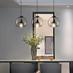 Mist | Smoke Glass Dome Pendant Light, Hand Blown Hanging Lamp for Kitchen Island and Dining Room