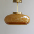 Vintage Amber | Glass Semi Flush Mount Ceiling Light, Retro Close to Ceiling Lamp for Hallway