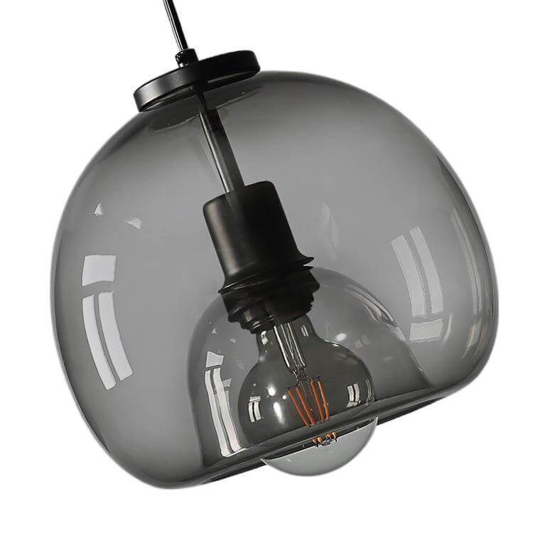 Mist | Smoke Glass Dome Pendant Light, Hand Blown Hanging Lamp for Kitchen Island and Dining Room