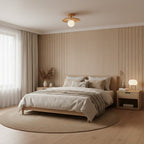 Plafon | Wood Flush Mount Ceiling Light, Low Profile Globe Light Fixture for Hallway and Entryway