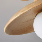 Plafon | Wood Flush Mount Ceiling Light, Low Profile Globe Light Fixture for Hallway and Entryway