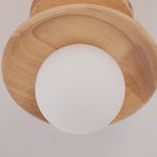 Plafon | Wood Flush Mount Ceiling Light, Low Profile Globe Light Fixture for Hallway and Entryway
