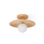 Plafon | Wood Flush Mount Ceiling Light, Low Profile Globe Light Fixture for Hallway and Entryway