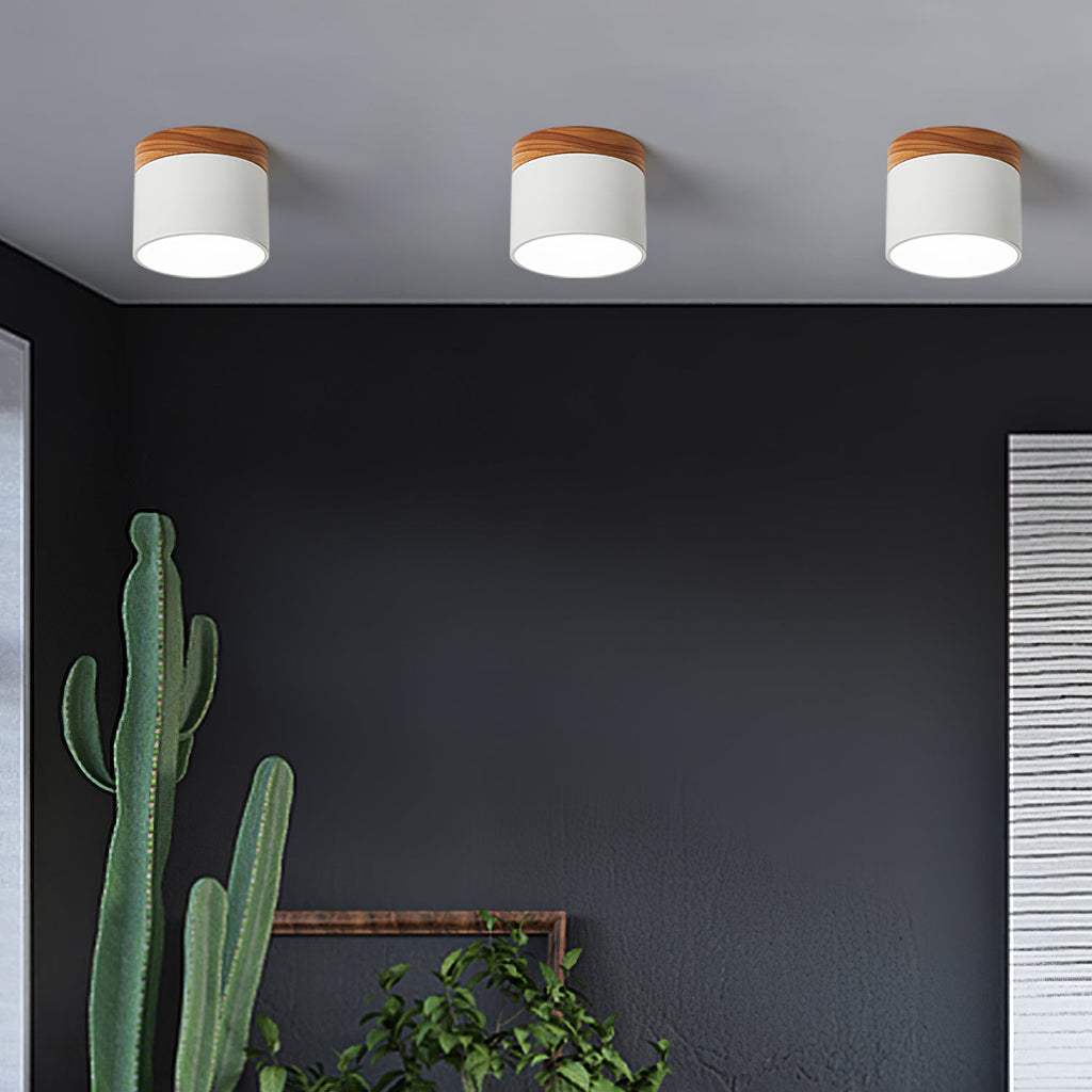 Plafonnier Spot | Wood LED Ceiling Spotlight, Surface Mount Downlight for Hallway, Closet and Living Room