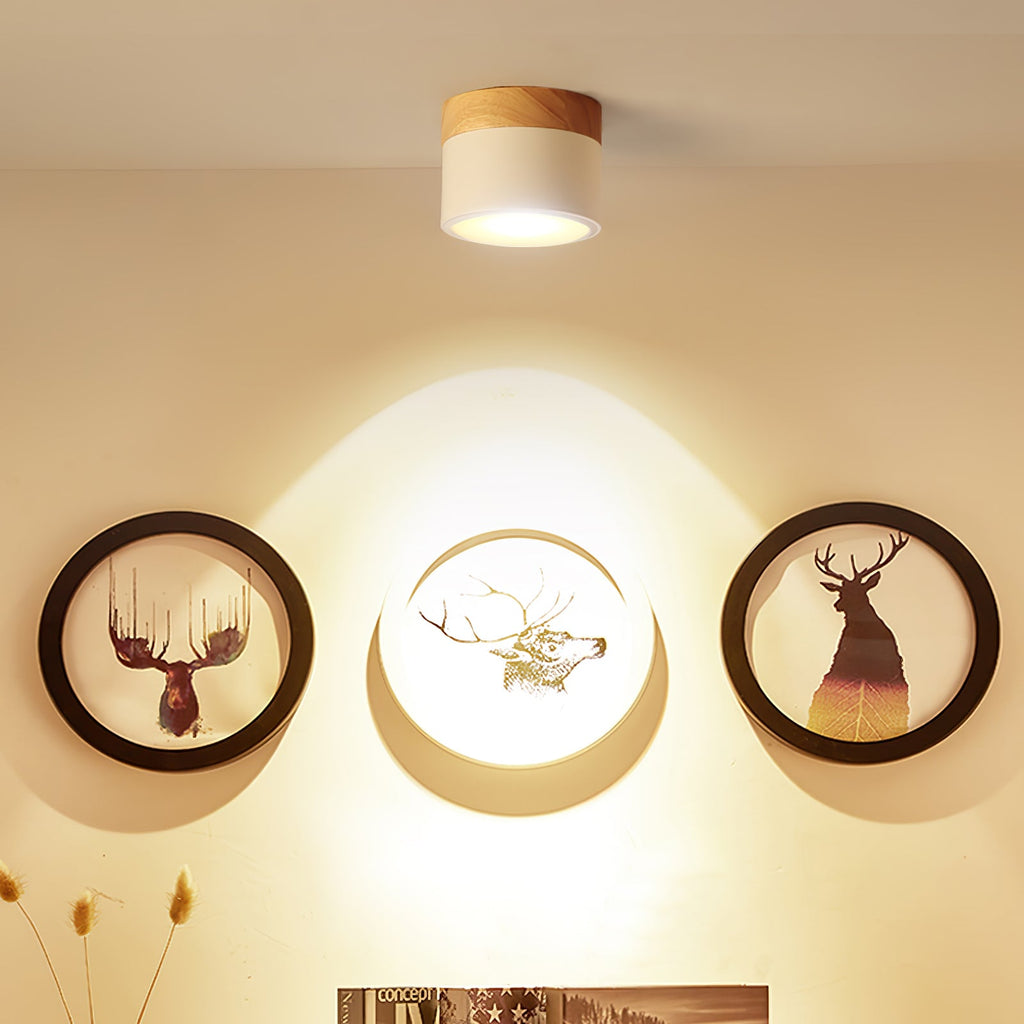 Plafonnier Spot | Wood LED Ceiling Spotlight, Surface Mount Downlight for Hallway, Closet and Living Room