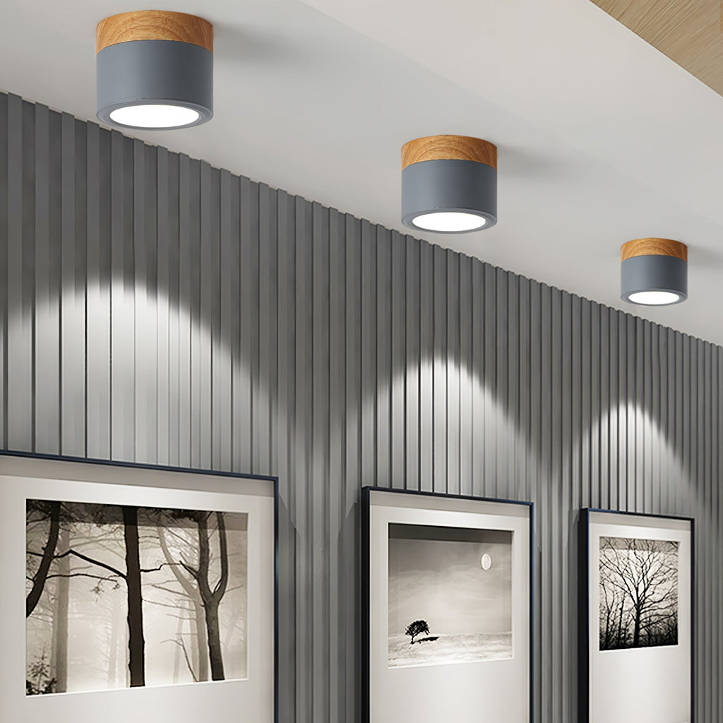 Plafonnier Spot | Wood LED Ceiling Spotlight, Surface Mount Downlight for Hallway, Closet and Living Room