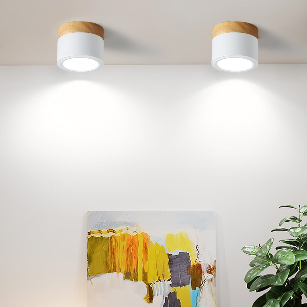 Plafonnier Spot | Wood LED Ceiling Spotlight, Surface Mount Downlight for Hallway, Closet and Living Room