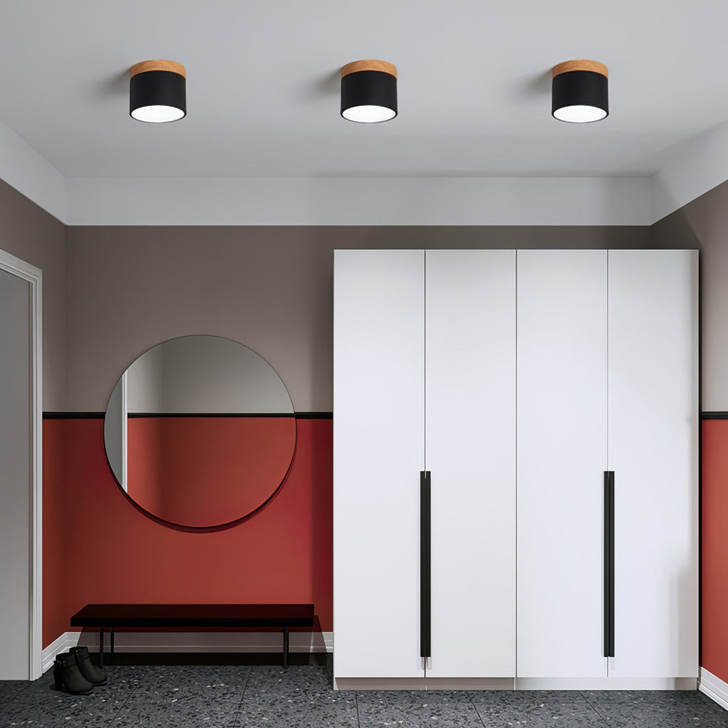 Plafonnier Spot | Wood LED Ceiling Spotlight, Surface Mount Downlight for Hallway, Closet and Living Room