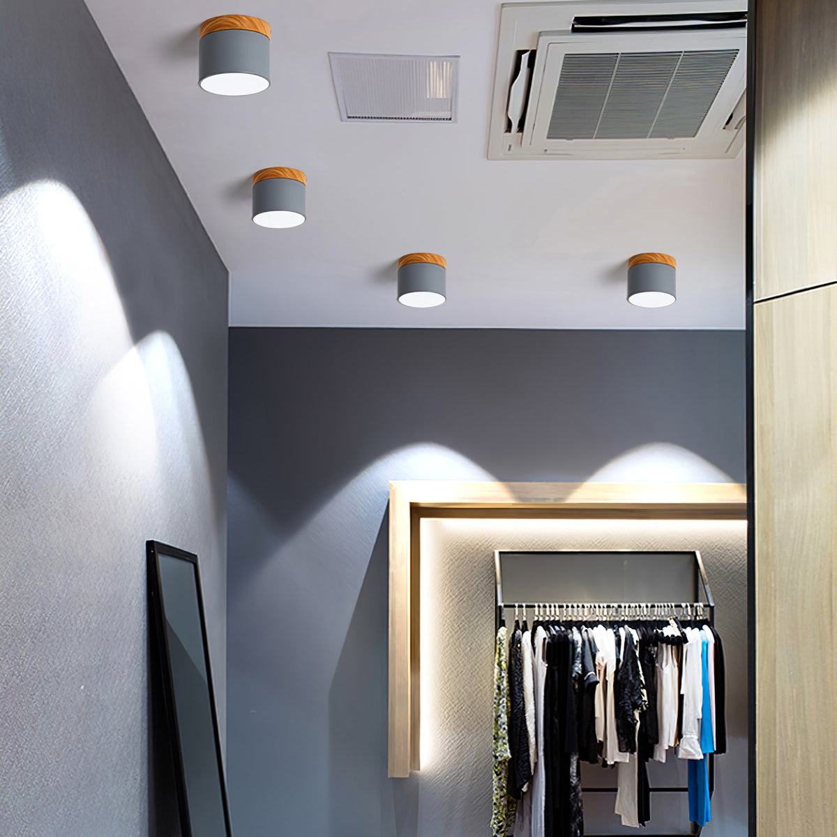 Plafonnier Spot | Wood LED Ceiling Spotlight, Surface Mount Downlight for Hallway, Closet and Living Room