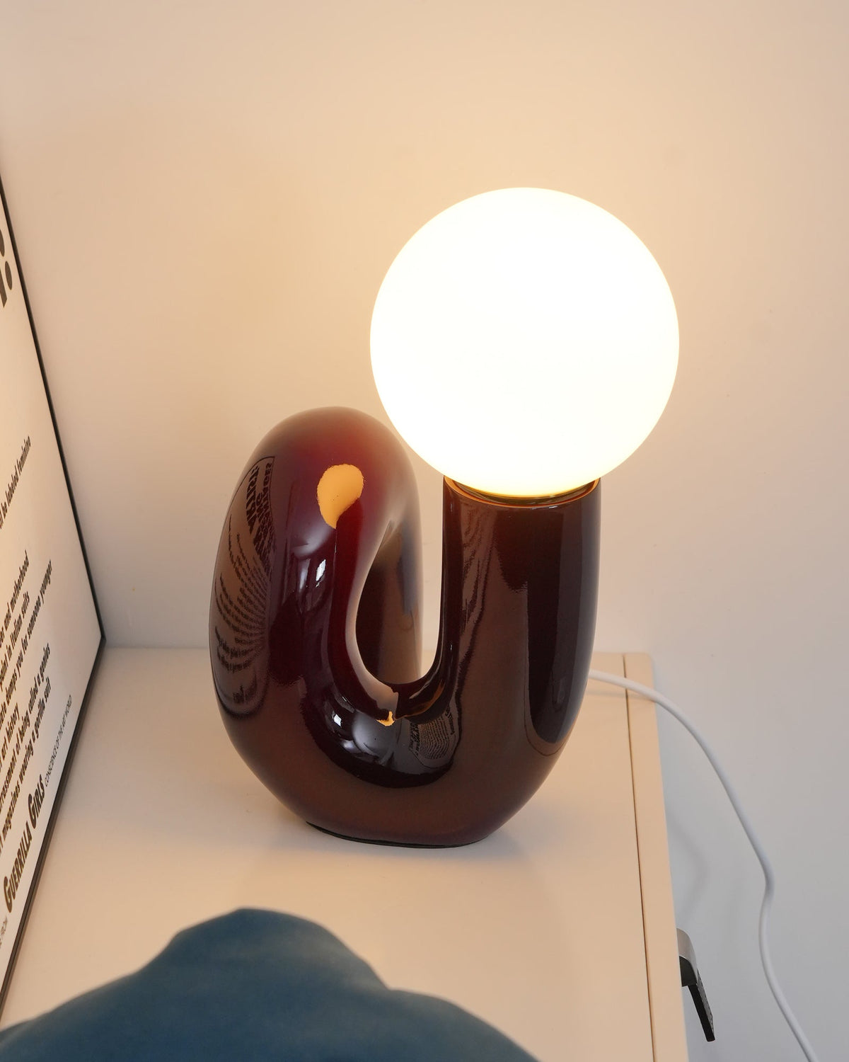 Spiral | Glass Table Lamp, Sculptural Globe Bedside Lamp, Colorful Modern Accent Lamp for Living Room