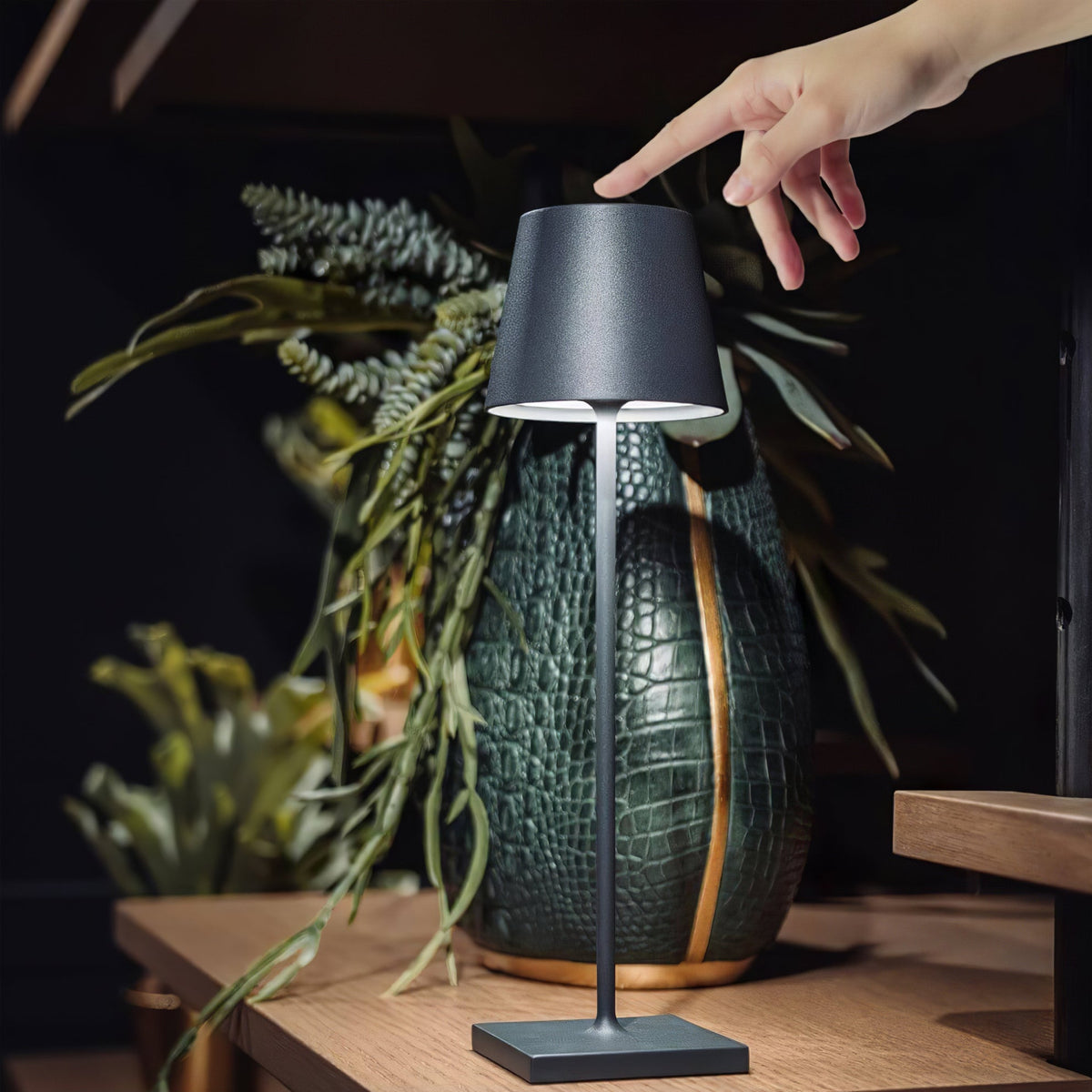 Doku | Cordless Rechargeable Table Lamp, Dimmable Battery LED Lamp for Dining Table and Patio