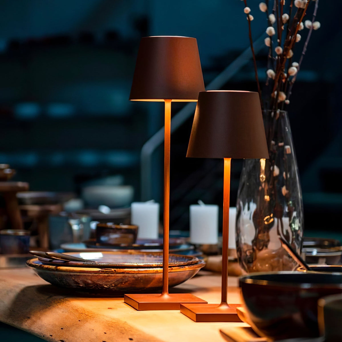 Doku | Cordless Rechargeable Table Lamp, Dimmable Battery LED Lamp for Dining Table and Patio