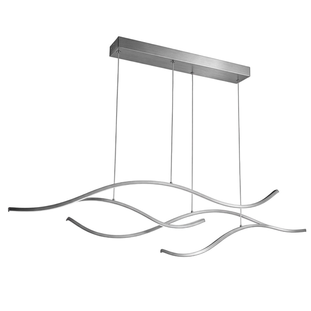 Ripple | Wavy LED Pendant Light, Modern Linear Chandelier for Kitchen Island, Dimmable Hanging Light Fixture