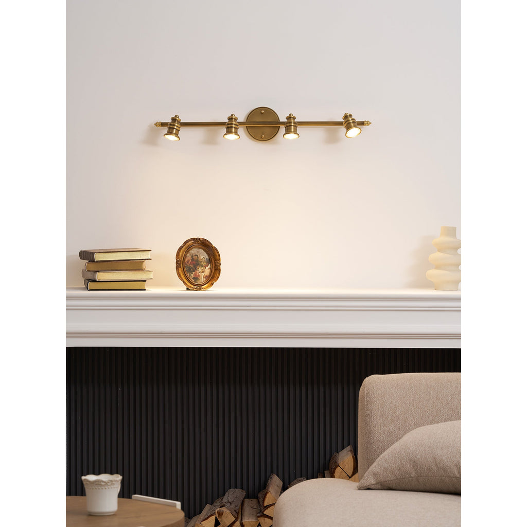 Beaumont | Brass Spotlight Vanity Light Bar, Adjustable Wall Light