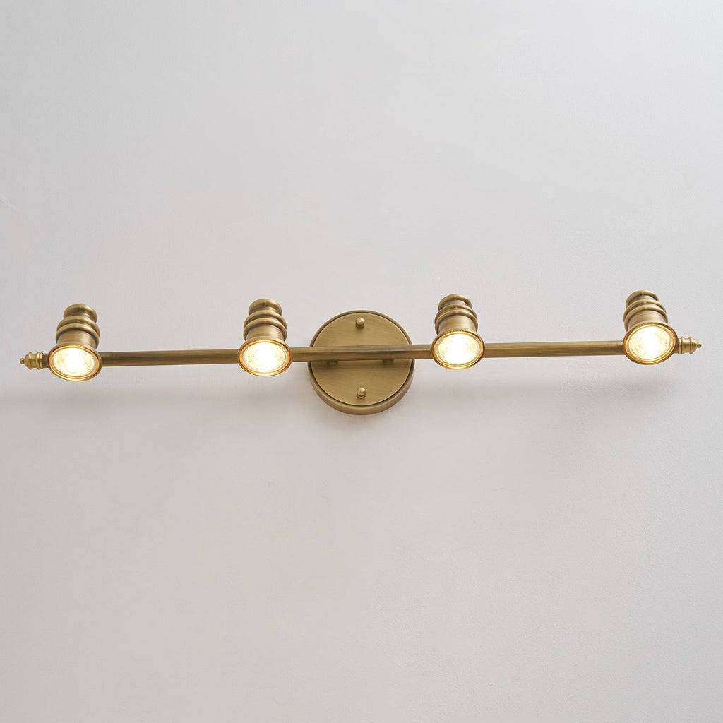 Beaumont | Brass Spotlight Vanity Light Bar, Adjustable Wall Light