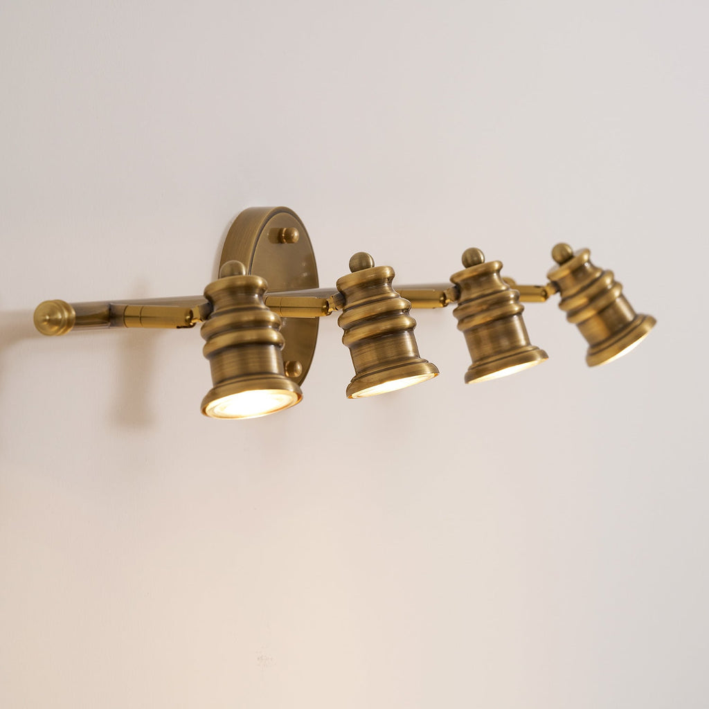 Beaumont | Brass Spotlight Vanity Light Bar, Adjustable Wall Light