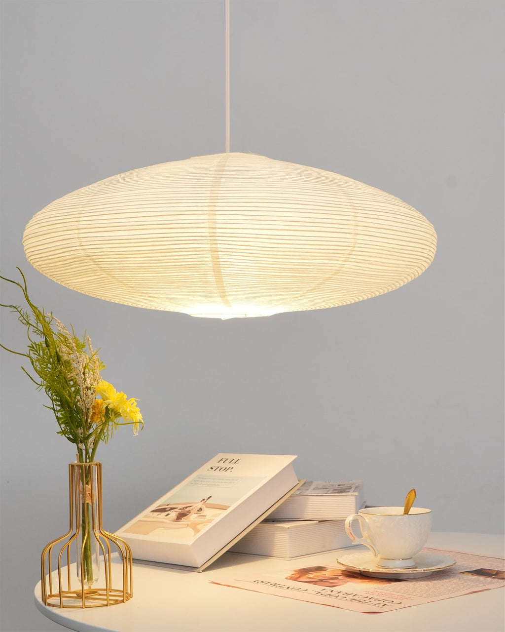 Shoji | Paper Lantern Pendant Light, Japanese Washi Rice Paper Chandelier, Large Japandi Hanging Lamp