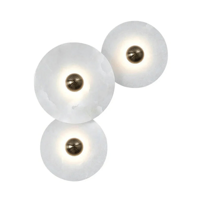 Lune | Alabaster Wall Sconce, Round Natural Stone Wall Light, Dimmable Flush Mount Cluster Light
