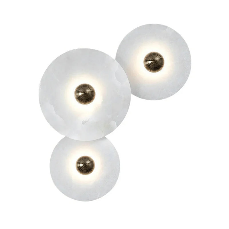 Lune | Alabaster Wall Sconce, Round Natural Stone Wall Light, Dimmable Flush Mount Cluster Light