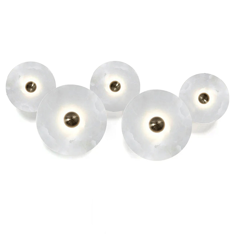 Lune | Alabaster Wall Sconce, Round Natural Stone Wall Light, Dimmable Flush Mount Cluster Light