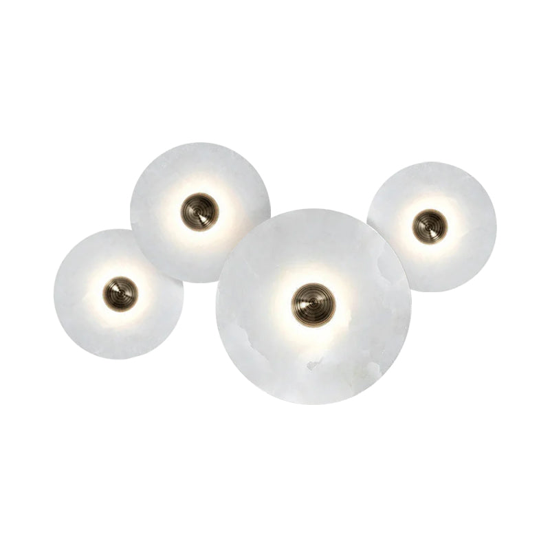 Lune | Alabaster Wall Sconce, Round Natural Stone Wall Light, Dimmable Flush Mount Cluster Light