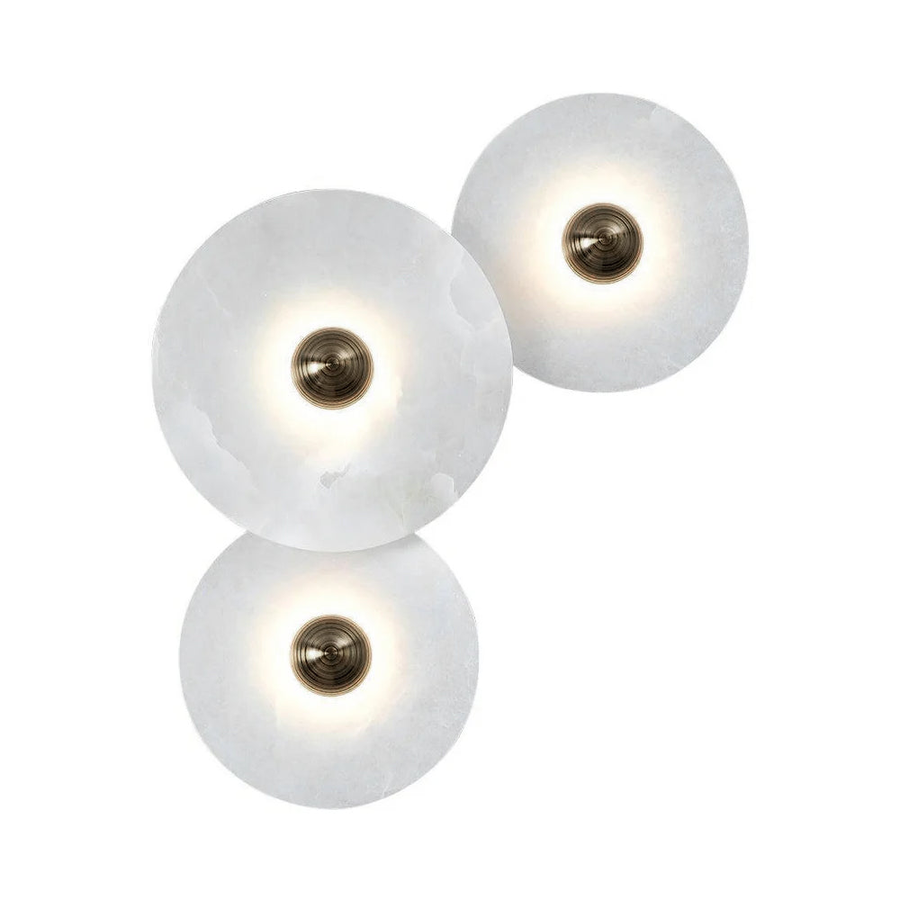 Lune | Alabaster Wall Sconce, Round Natural Stone Wall Light, Dimmable Flush Mount Cluster Light