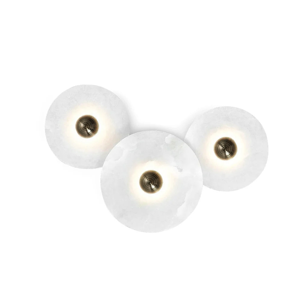 Lune | Alabaster Wall Sconce, Round Natural Stone Wall Light, Dimmable Flush Mount Cluster Light