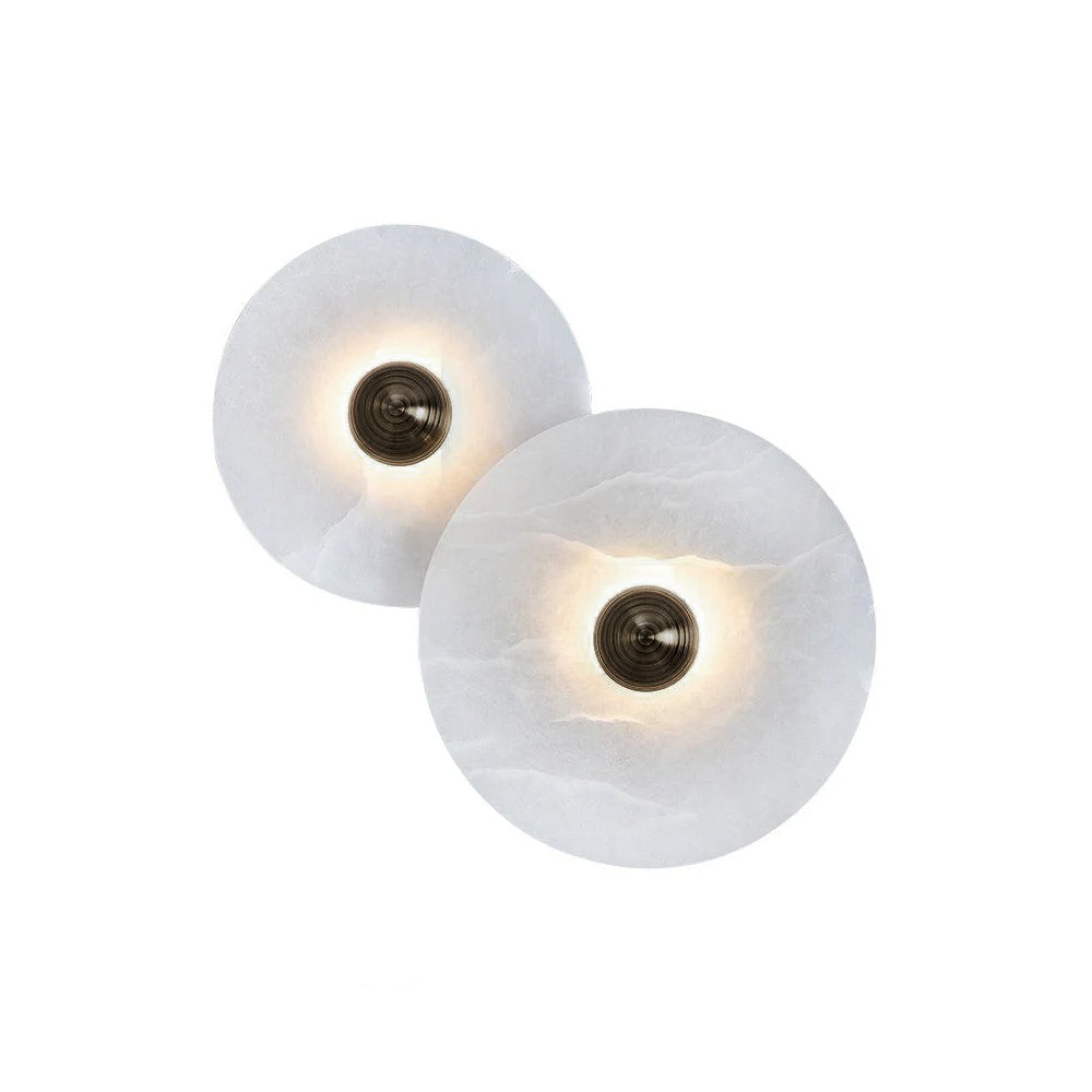 Lune | Alabaster Wall Sconce, Round Natural Stone Wall Light, Dimmable Flush Mount Cluster Light