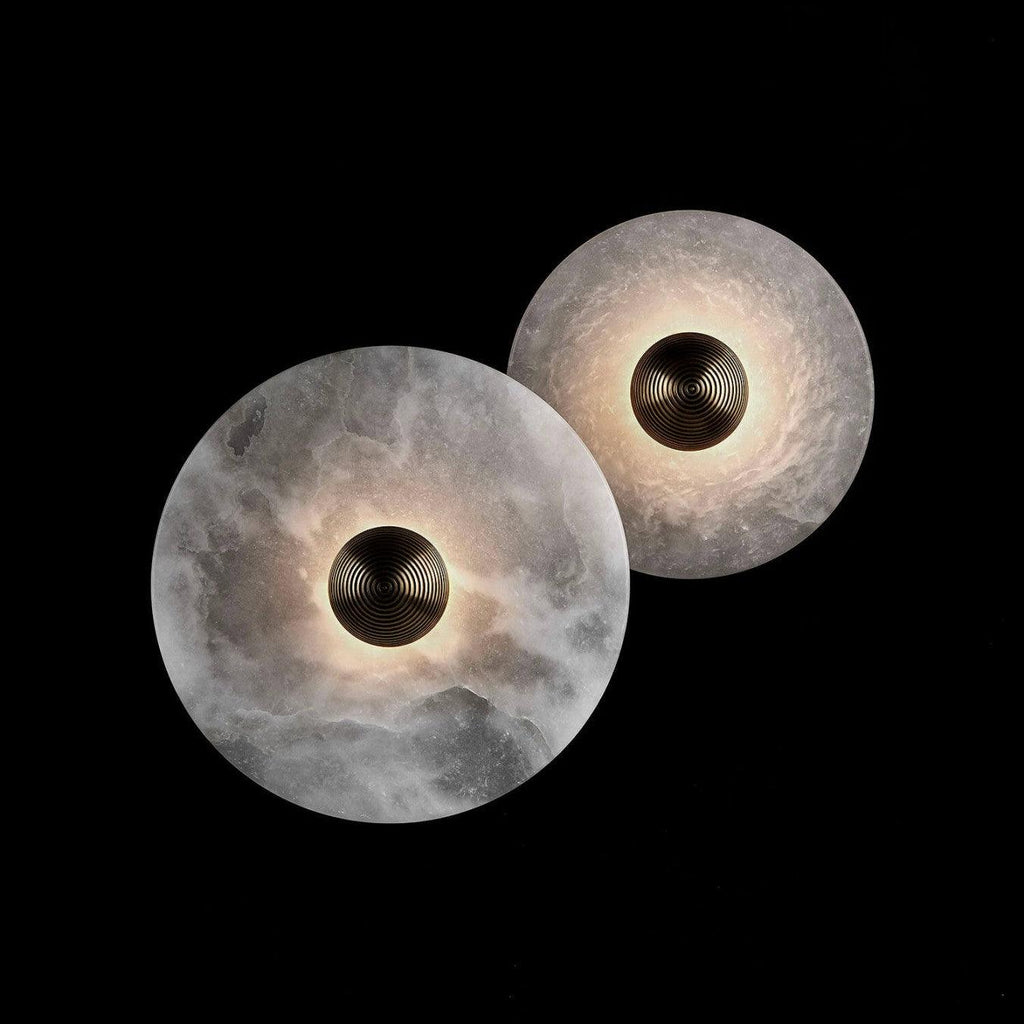 Lune | Alabaster Wall Sconce, Round Natural Stone Wall Light, Dimmable Flush Mount Cluster Light