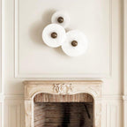 Lune | Alabaster Wall Sconce, Round Natural Stone Wall Light, Dimmable Flush Mount Cluster Light