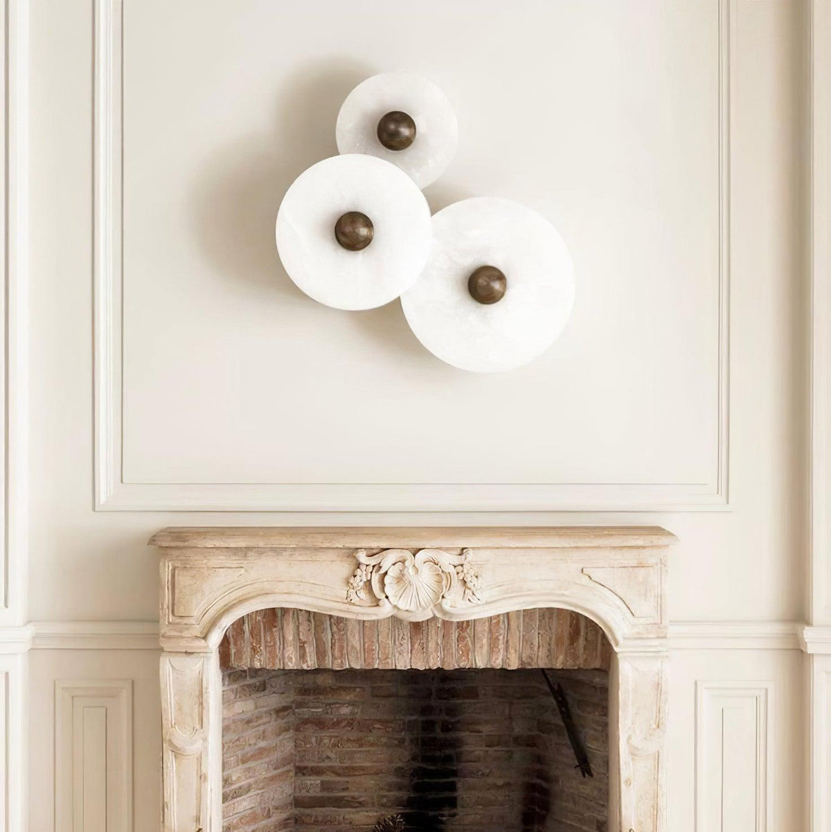 Lune | Alabaster Wall Sconce, Round Natural Stone Wall Light, Dimmable Flush Mount Cluster Light