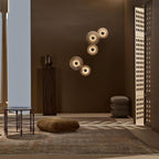 Lune | Alabaster Wall Sconce, Round Natural Stone Wall Light, Dimmable Flush Mount Cluster Light