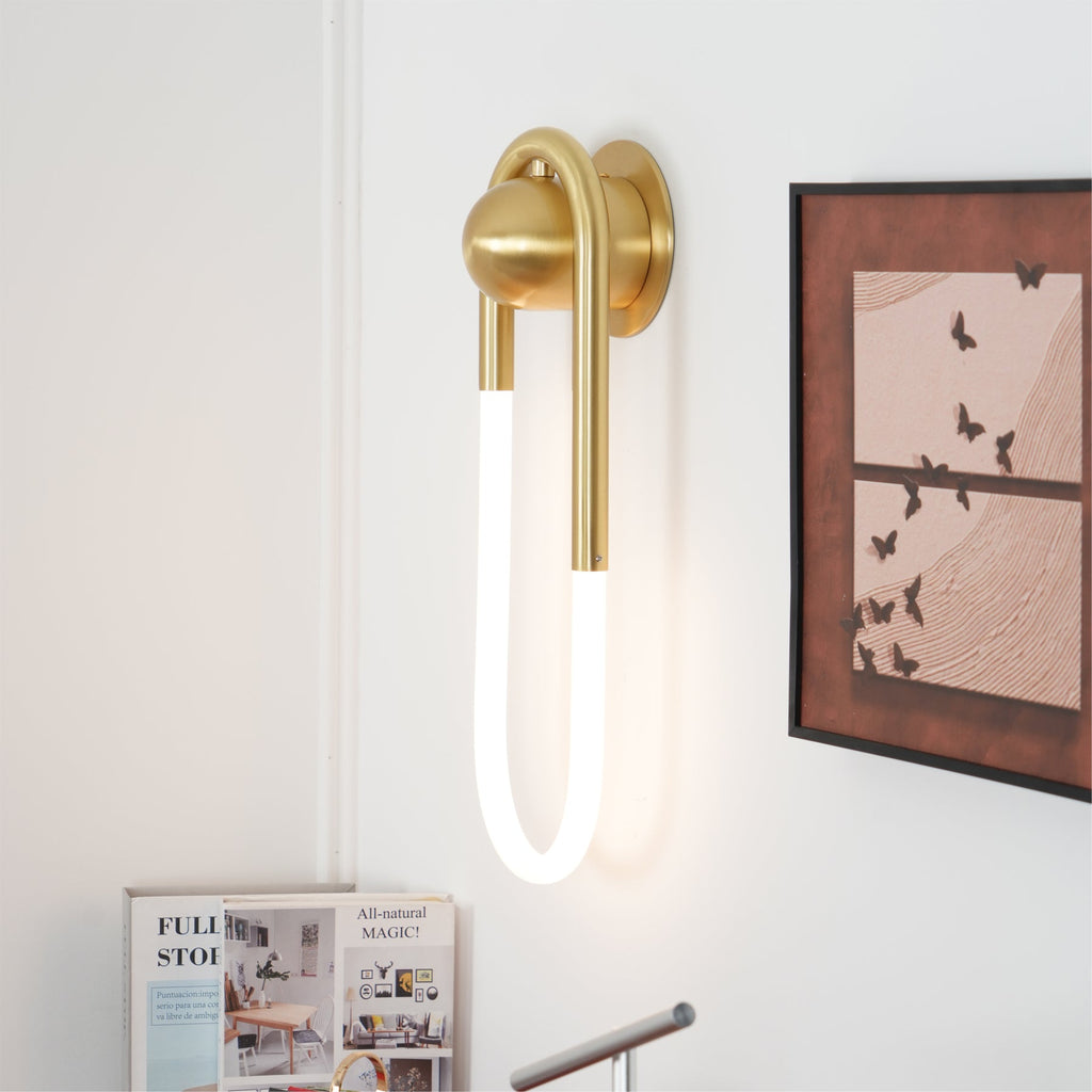 Rudi Loop | Modern LED Wall Sconce, Brass Loop Wall Light for Bedroom, Hallway and Staircase