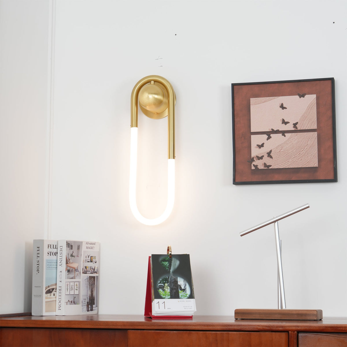 Rudi Loop | Modern LED Wall Sconce, Brass Loop Wall Light for Bedroom, Hallway and Staircase