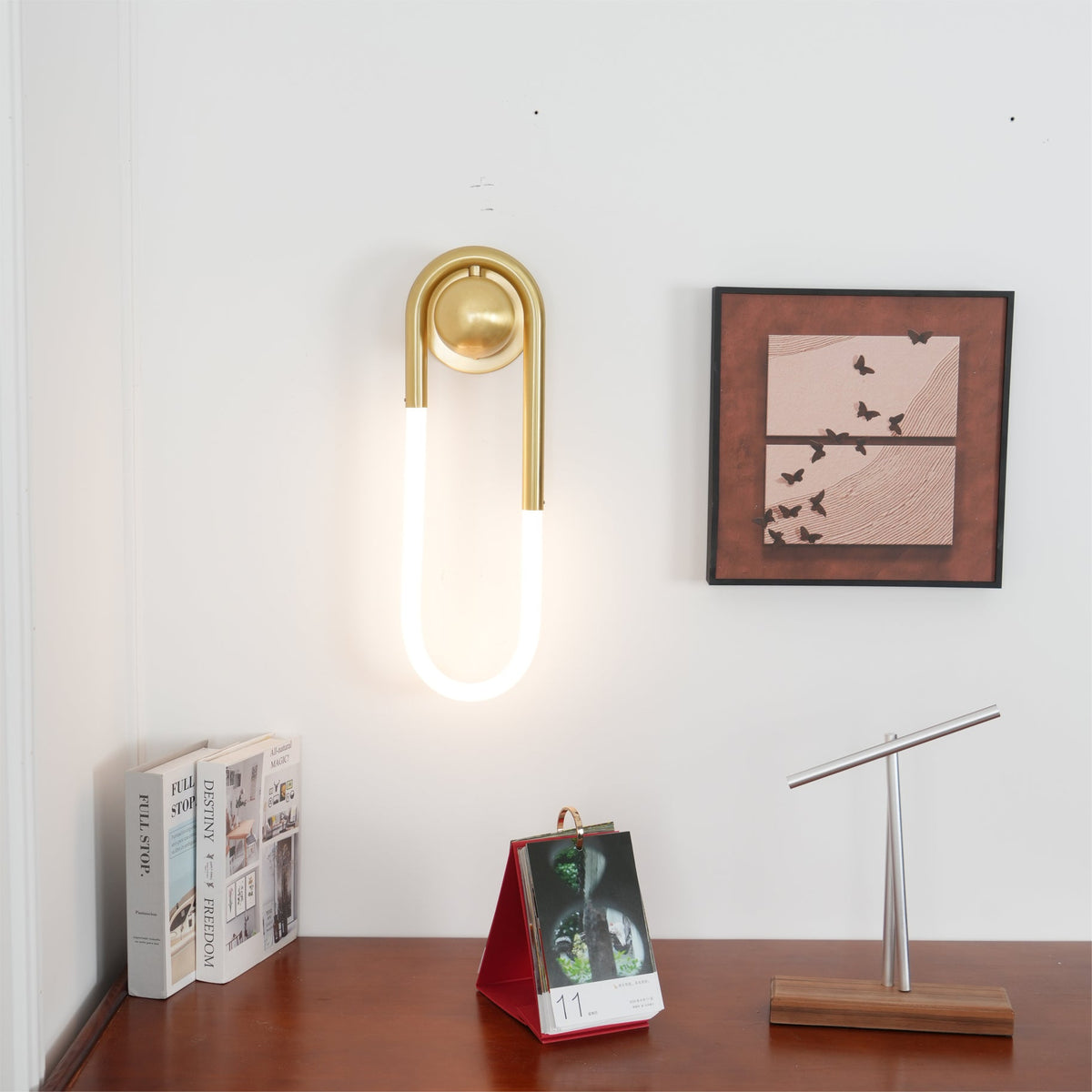 Rudi Loop | Modern LED Wall Sconce, Brass Loop Wall Light for Bedroom, Hallway and Staircase